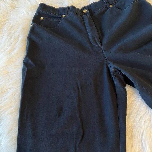 St John Sport Women Size 12 30x26 Pants Jeans Black Gold Hardware High Rise READ - Picture 12 of 12